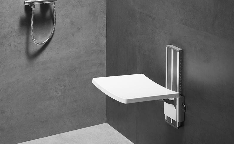 wall track height adjustable shower seat foldable